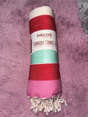 Feelgoodz turkish towel red white pink